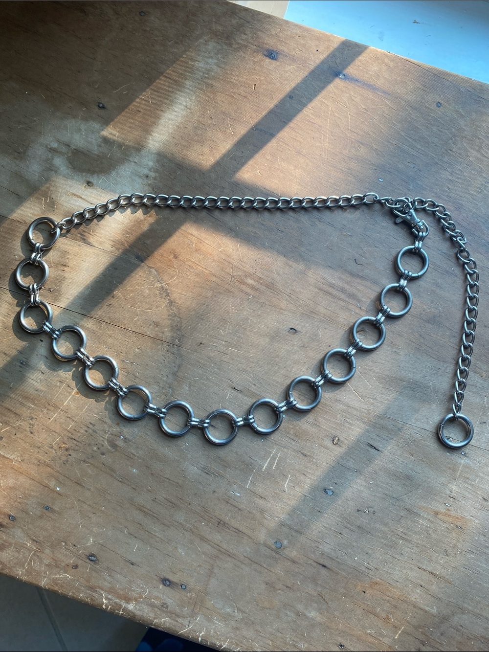 Y2K Silver Chain Link Belt with Circle Links